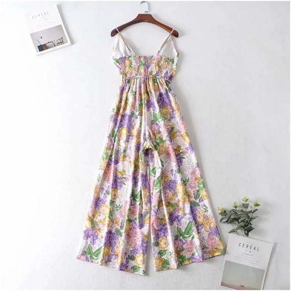 Boho Floral Print Ruffle Wide leg Cami Jumpsuit - Picture 7 of 8